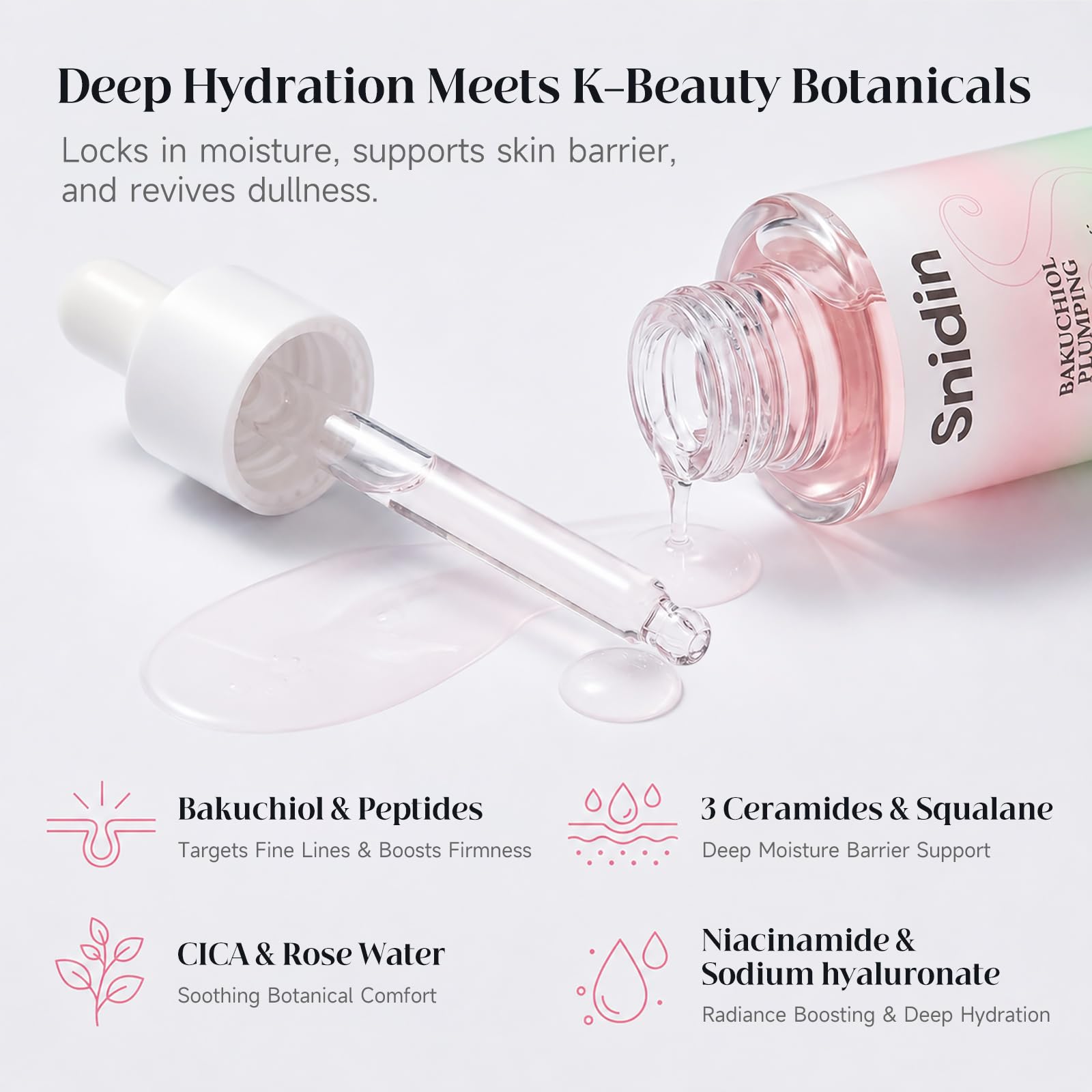 Peptides and bakuchiol concept image showing firming and smoothing benefit