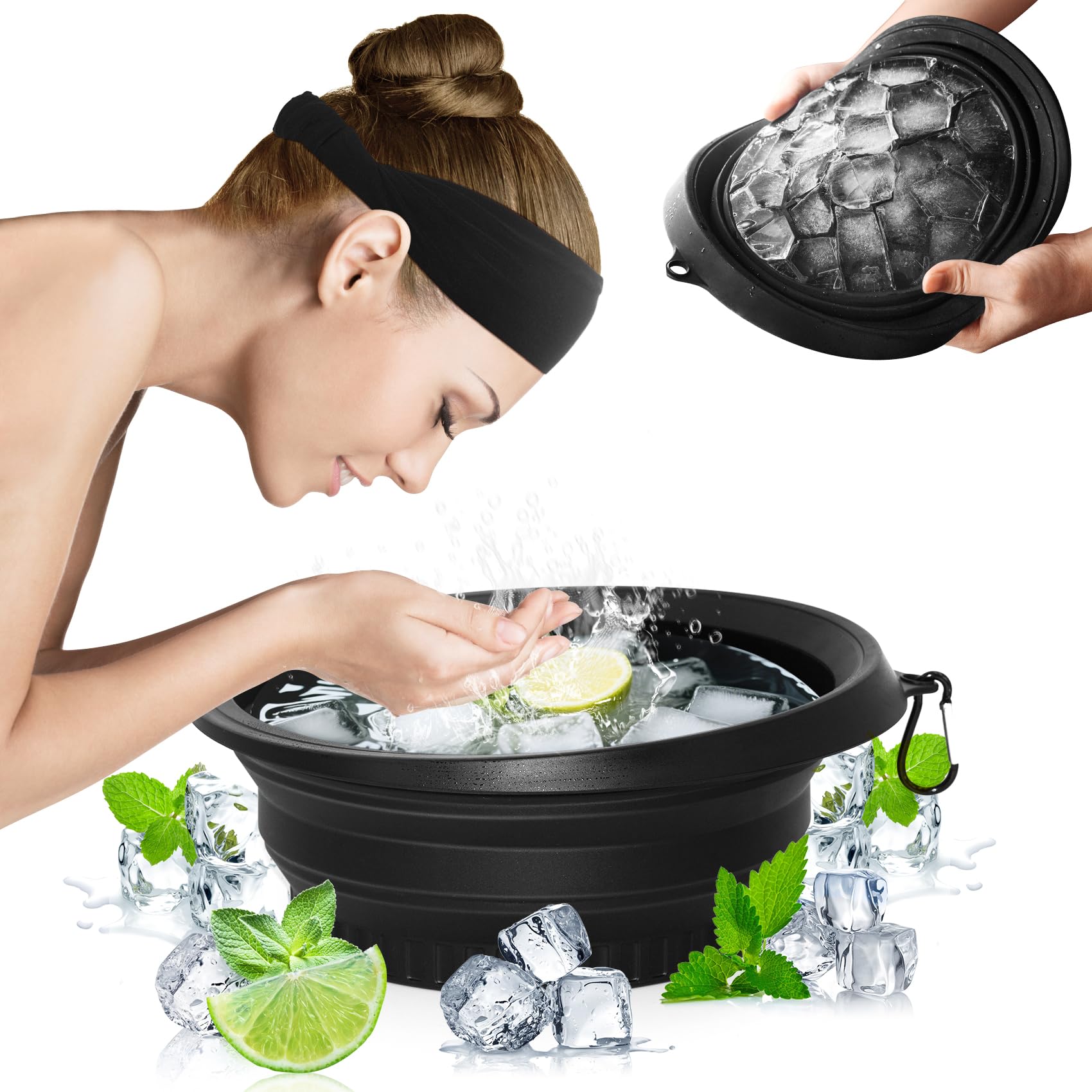 Snipeup bol-hielo plegable con bandeja integrada para enfriar el rostro