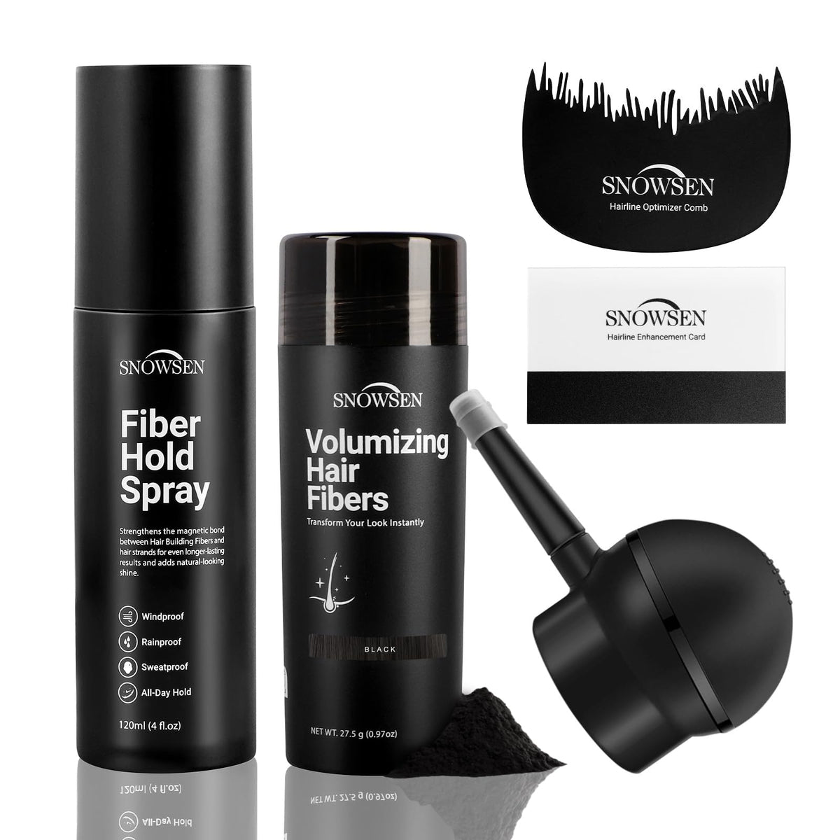SNOWSEN hair fibers with precise applicator for targeted coverage and natural blend