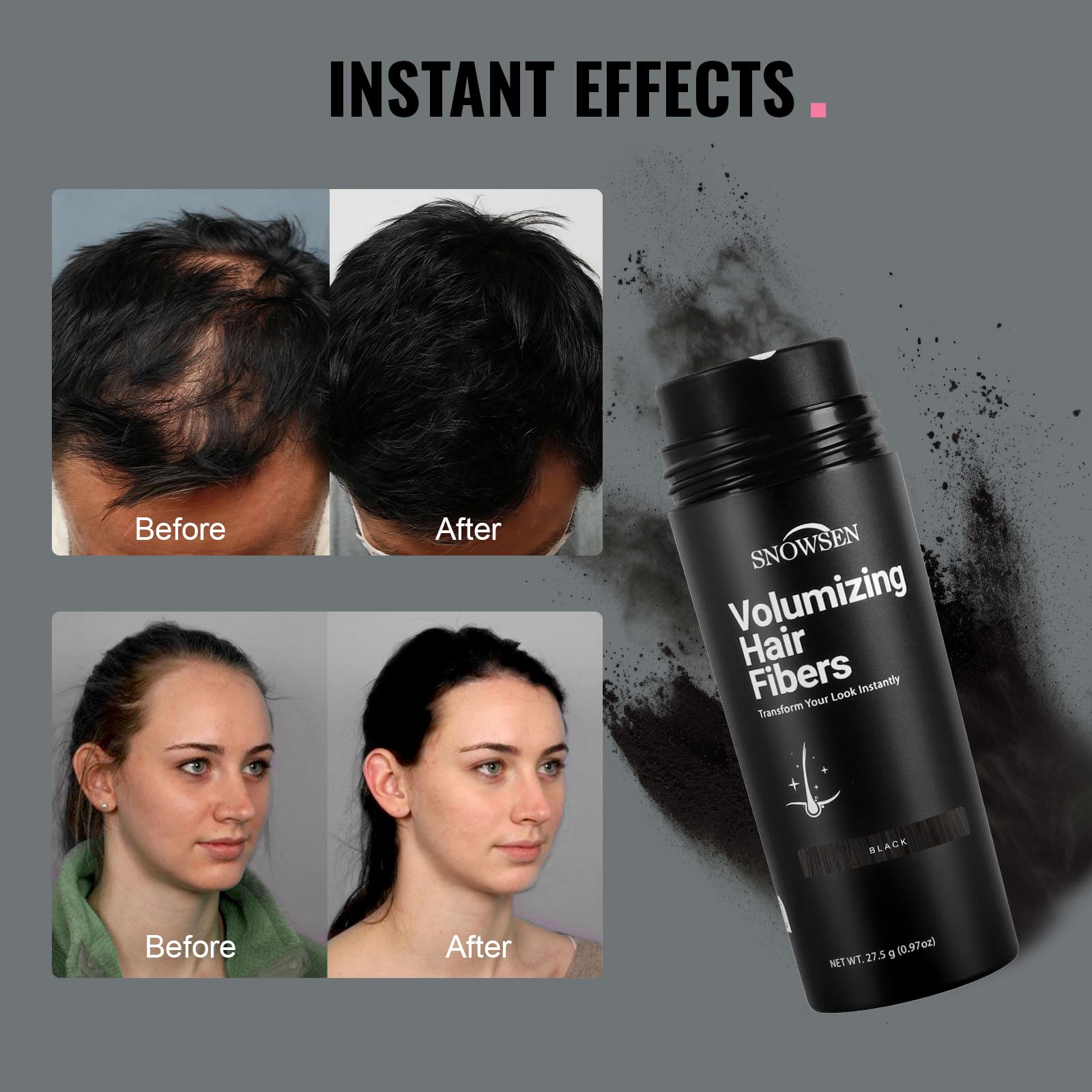 SNOWSEN unisex hair fibers work for men and women with beard styling