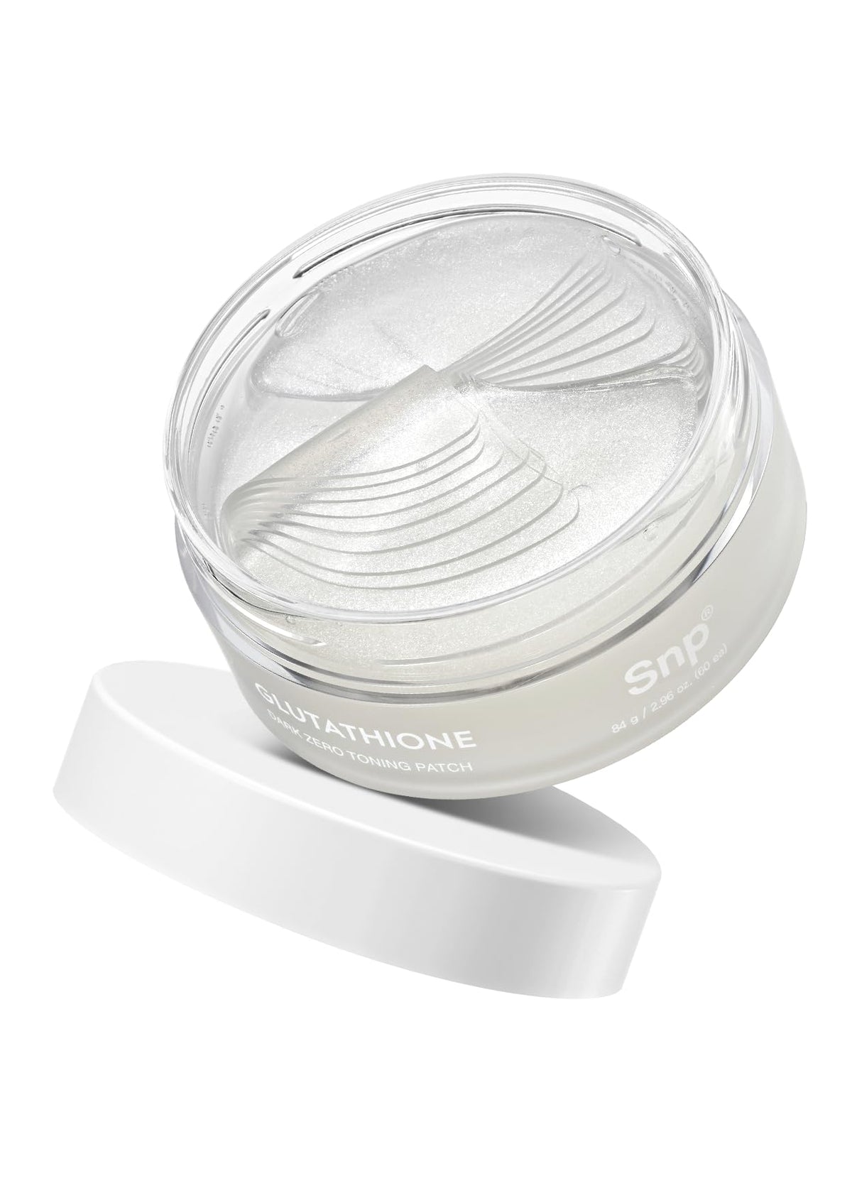 SNP 99% Glutathione + Niacinamide eye patch closeup brightening under-eye area