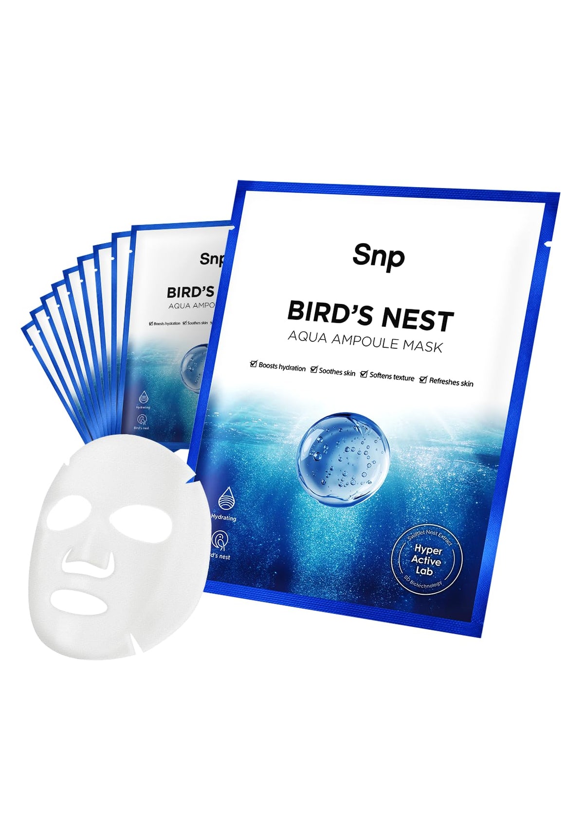 SNP Bird's Nest 1000mg ampoule sheet mask packaging for premium hydration.
