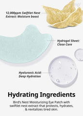 SNP Bird Nest Eye Patch being applied under eye area for soothing relief