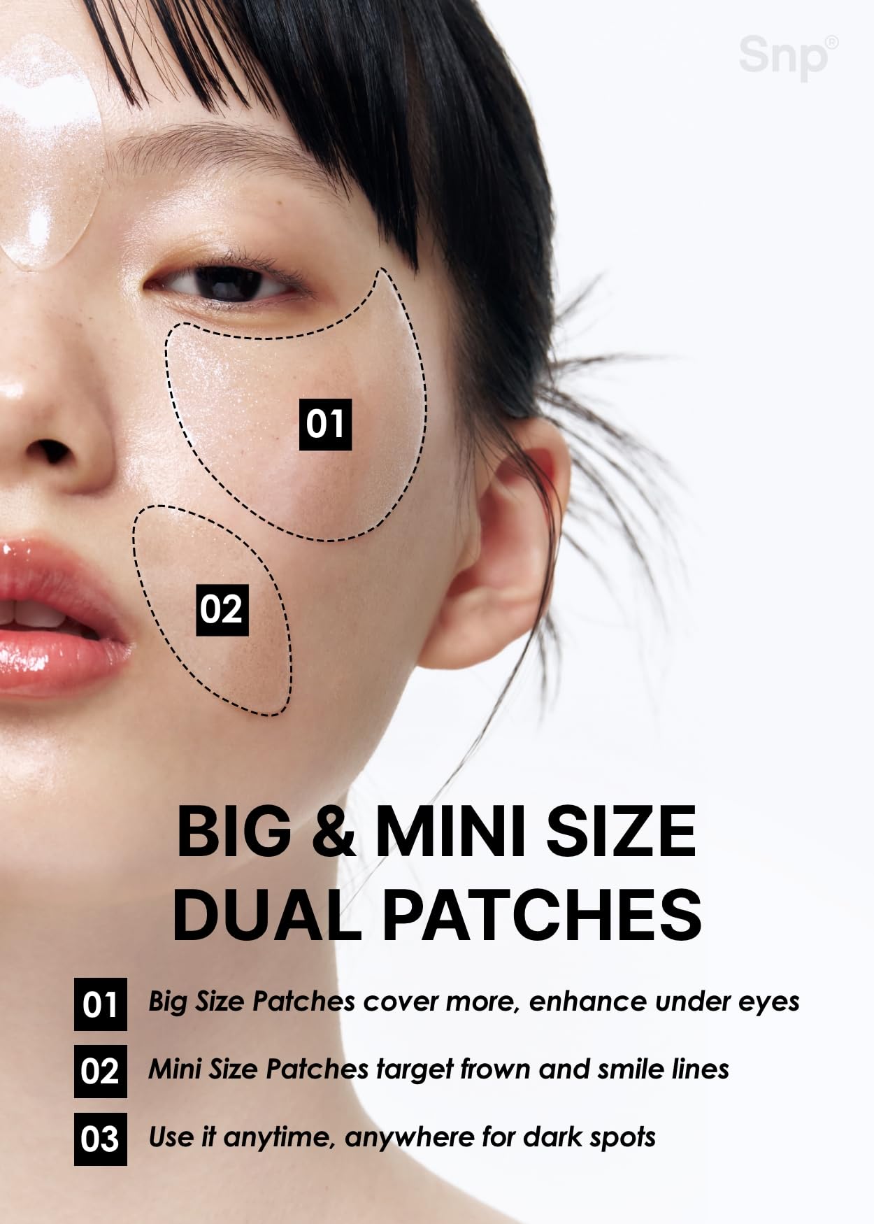 SNP eye patches delivering slow-release hydration for lasting moisture