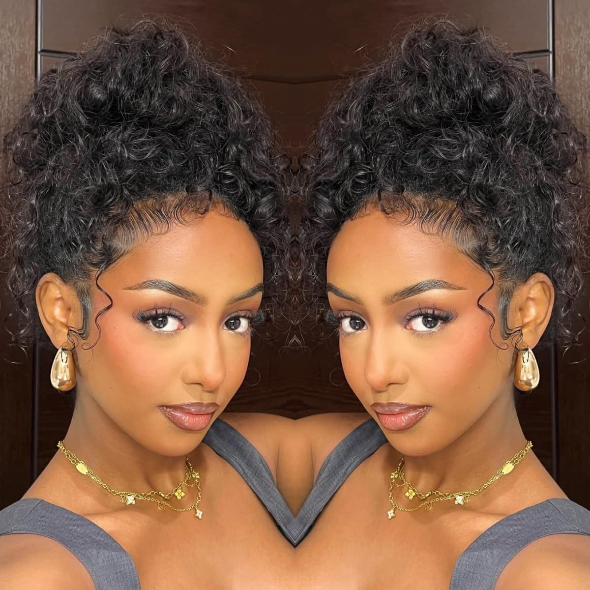 snv Hidden Strap 360 wig Water Wave front view for natural daily wear