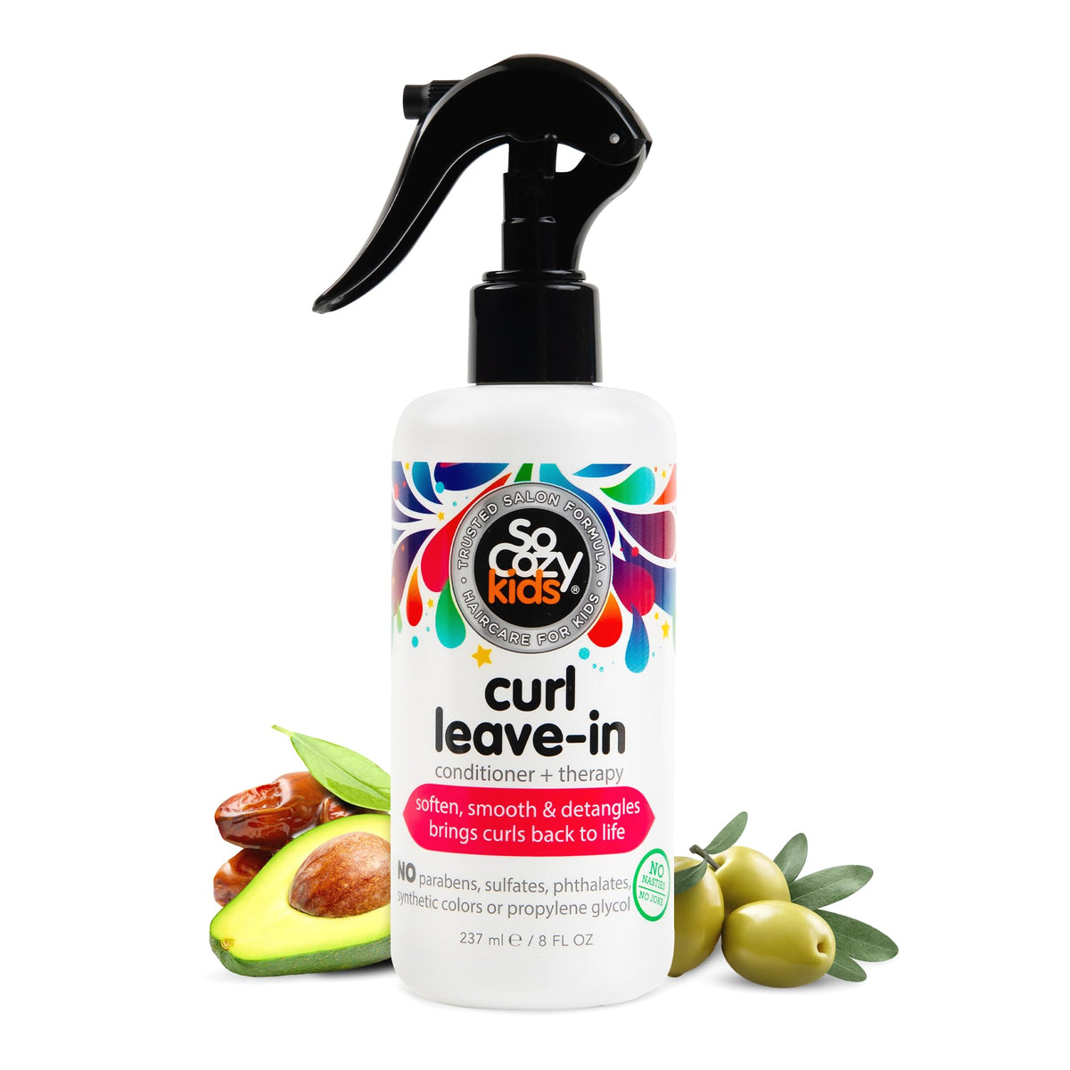 So Cozy front bottle showing 8 fl oz packaging and kid-friendly label benefits