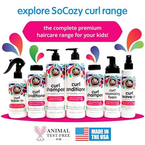 So Cozy child using spray for gentle detangling and softer, defined curls