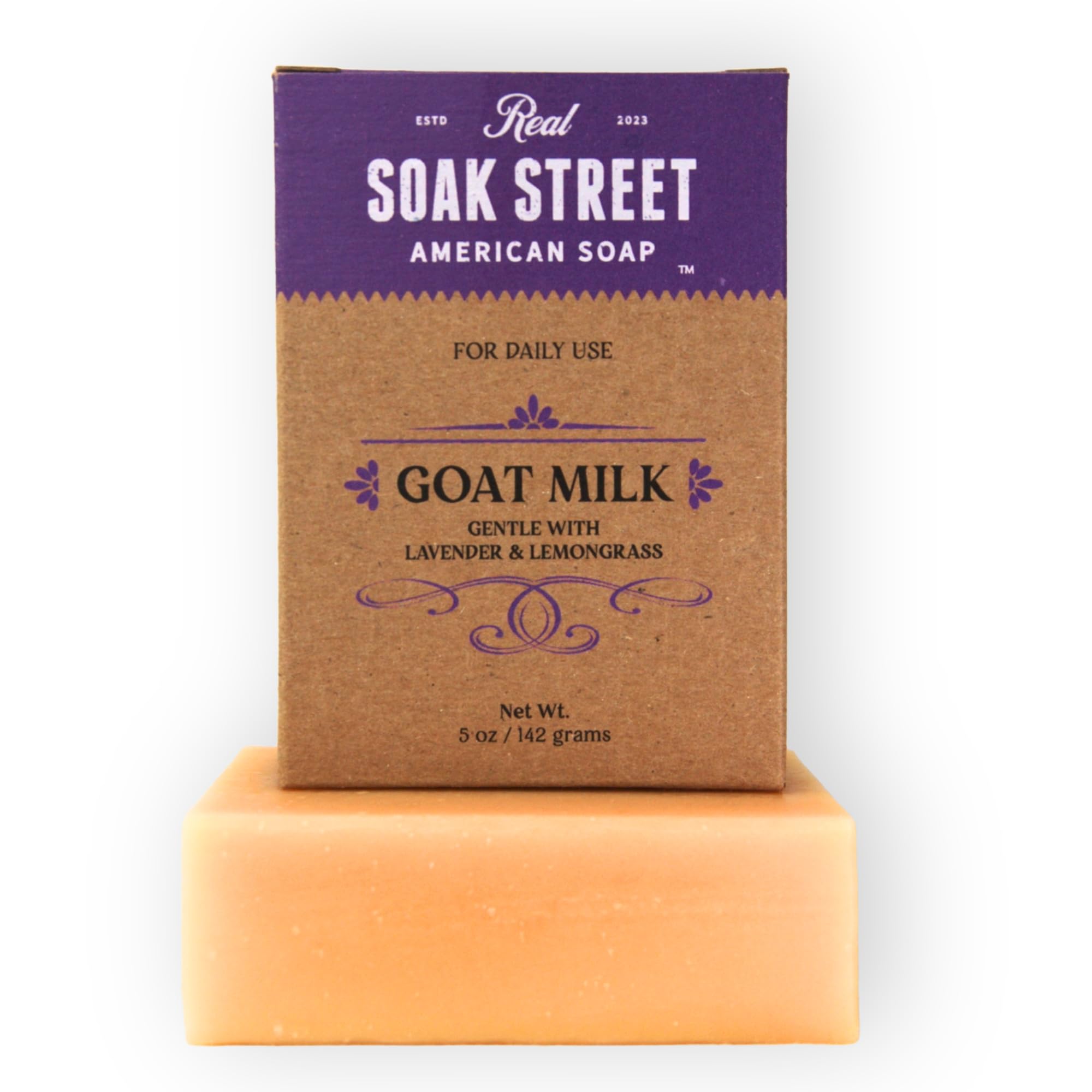 Soak Street Real American Soap packaging display emphasizing eco friendly packaging