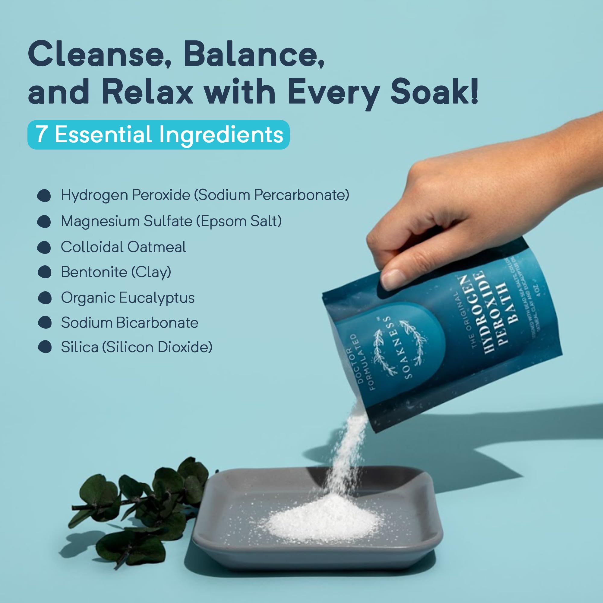 Soakness bath tub closeup shows relaxing soak with detox-ready minerals