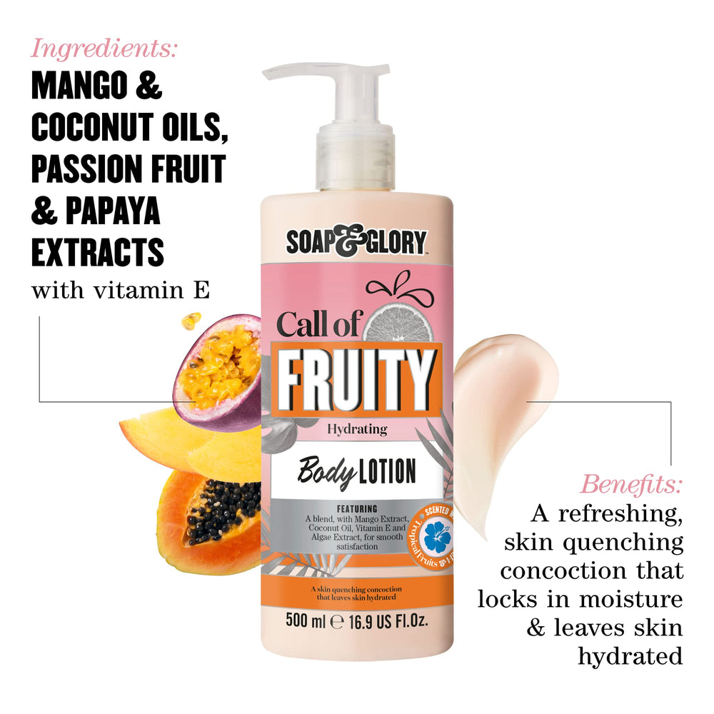 Soap & Glory Call of Fruity cream texture highlights smooth, fast absorbing moisture