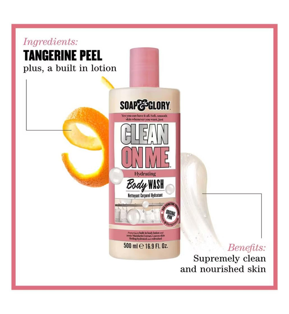 Soap & Glory Clean On Me foamy texture on skin for pampering cleanse.