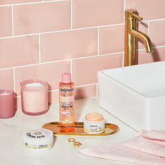 Soap & Glory Glow Tonic chamomile image highlights calming extracts for balanced complexion
