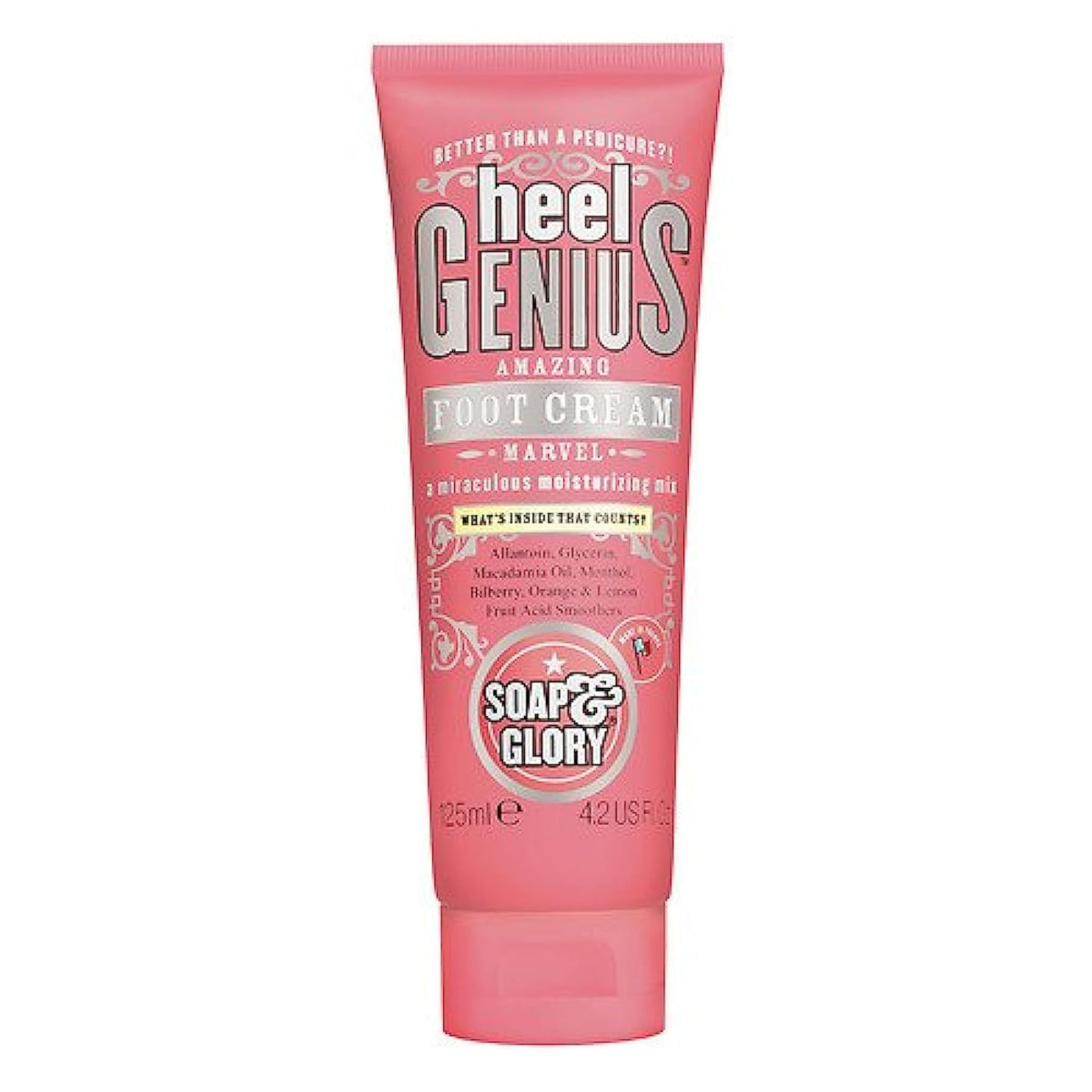 Soap & Glory Heel Genius jar close-up highlighting hydration for tired feet.