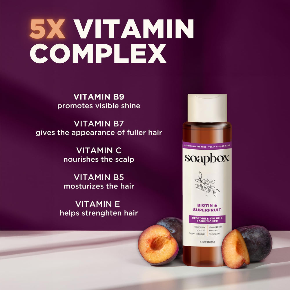 Soapbox Biotin & Collagen conditioner foaming action indicates easy rinse and softness.