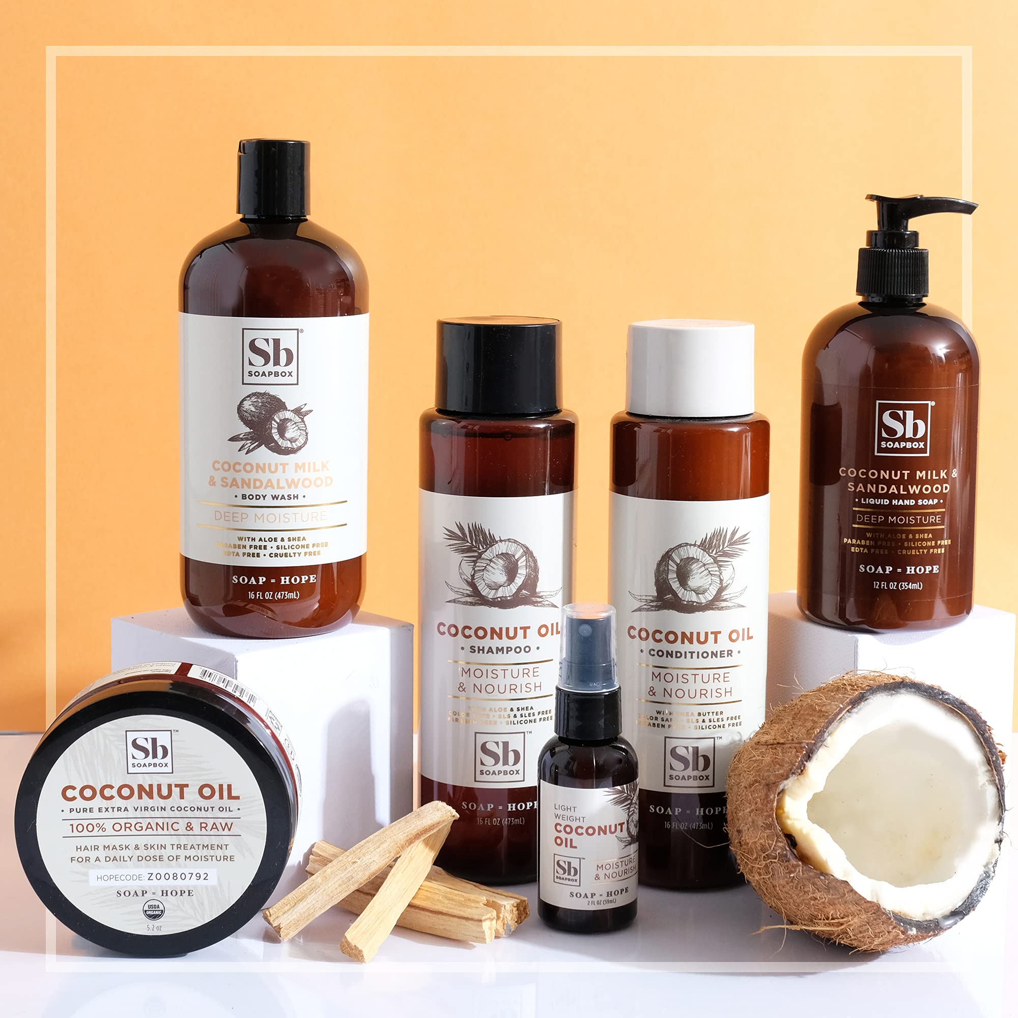 Soapbox Coconut Oil Shampoo three pack bulk image conveys value for long term use