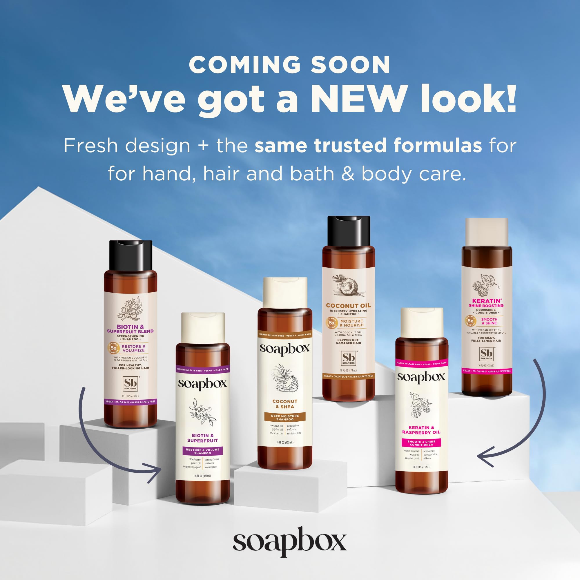 Soapbox cruelty-free logo with plant-based ingredients backdrop