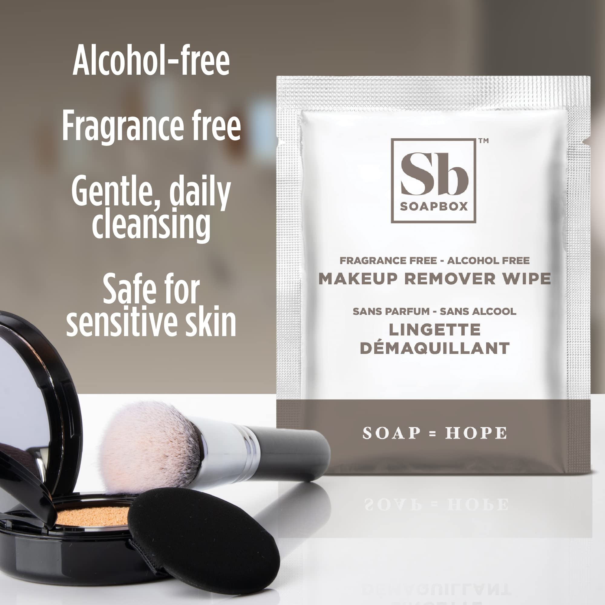 Soapbox fragrance-free wipes label closeup confirms unscented formula for irritation-free use