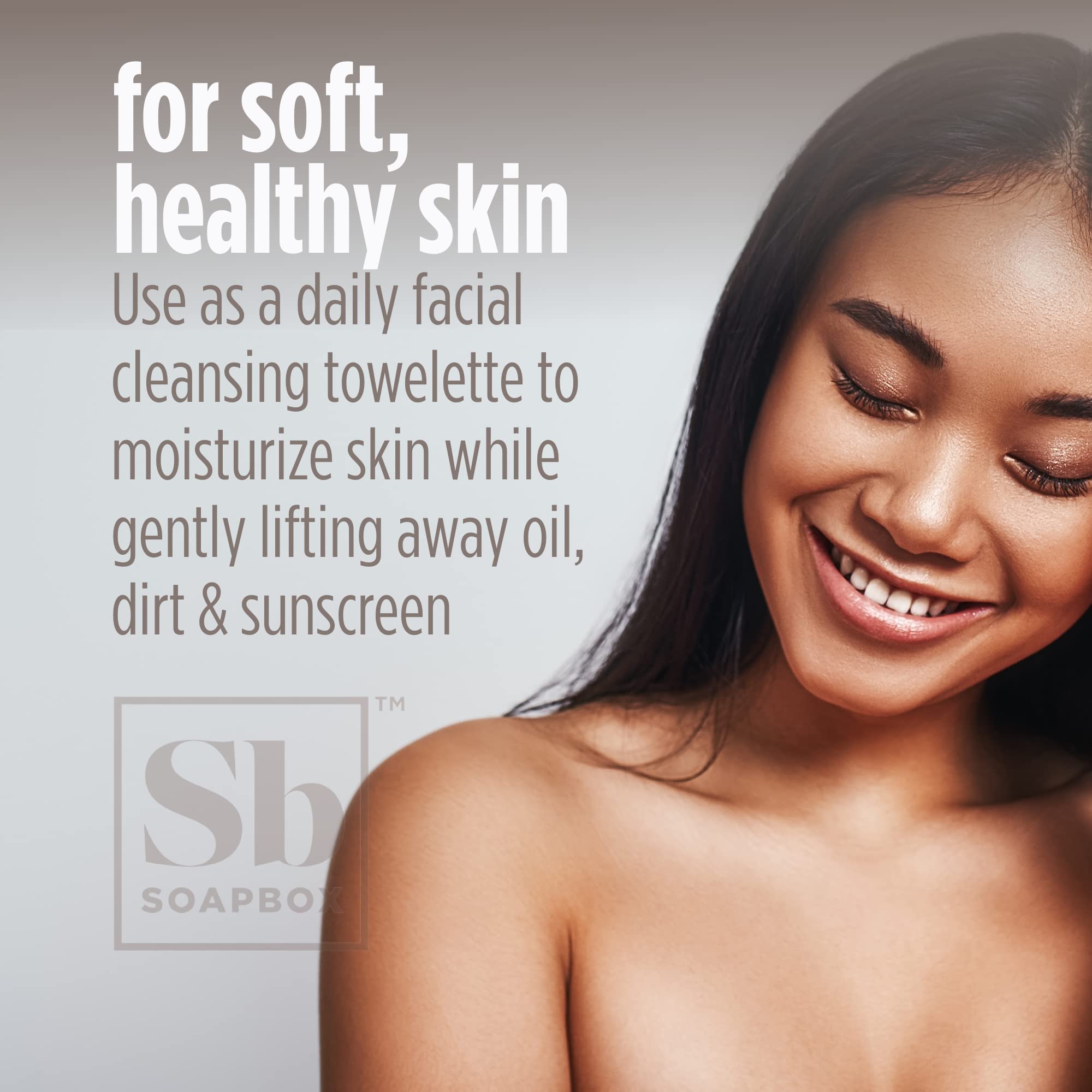 Soapbox fragrance-free wipes texture closeup illustrating gentle cleansing experience