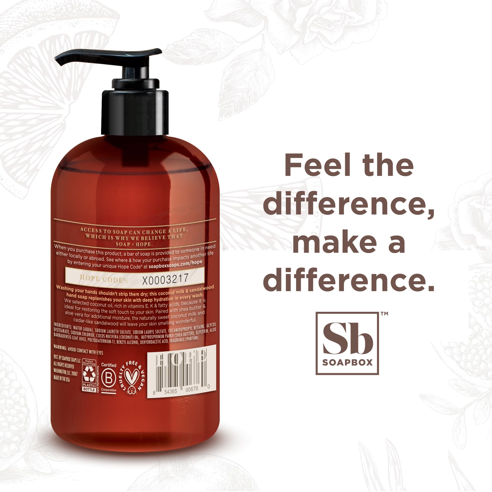 Soapbox hand soap bulk pack three bottles display
