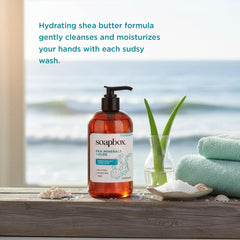 Soapbox sea minerals iris label highlights vegan and cruelty-free formulation.