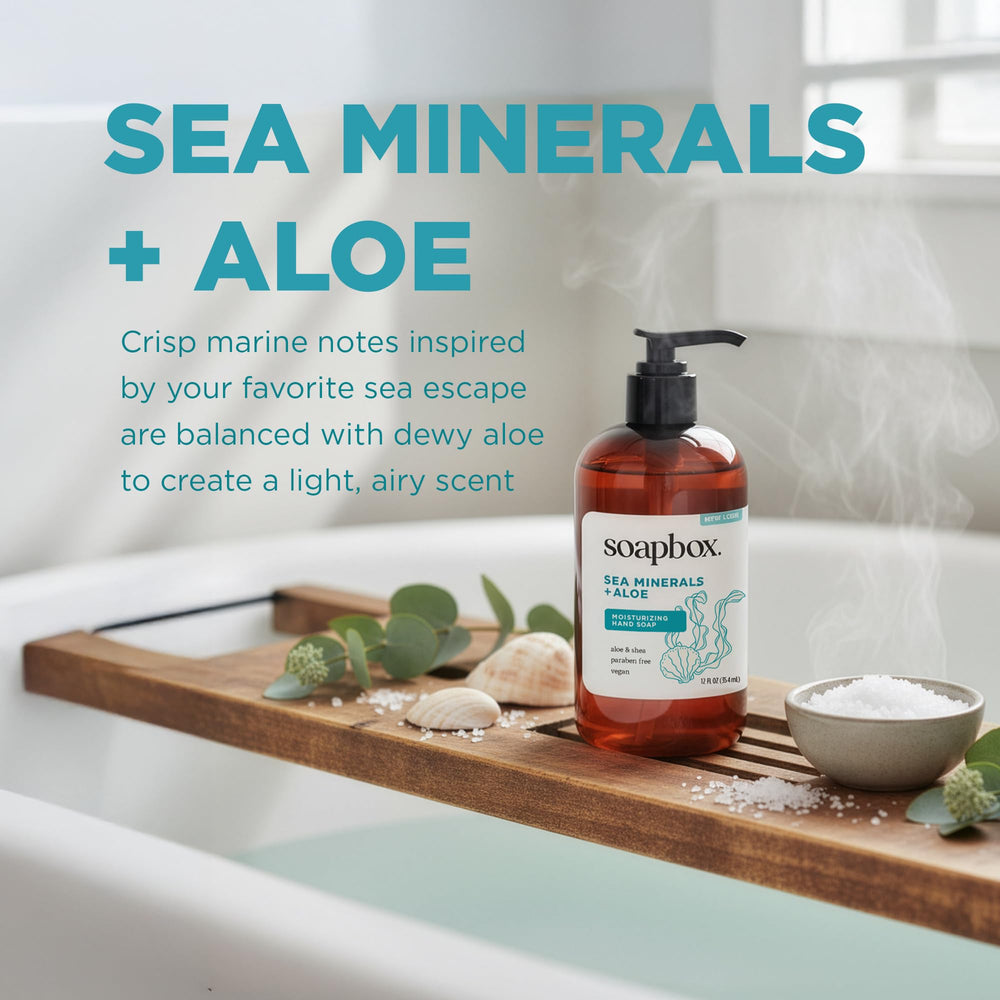 Soapbox liquid hand soap three-pack pump provides convenient hand washing in kitchen and bathroom.