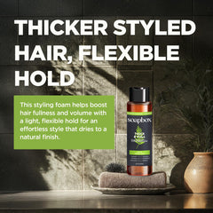 Soapbox Men's Thicken & Style foam on hair delivers natural texture