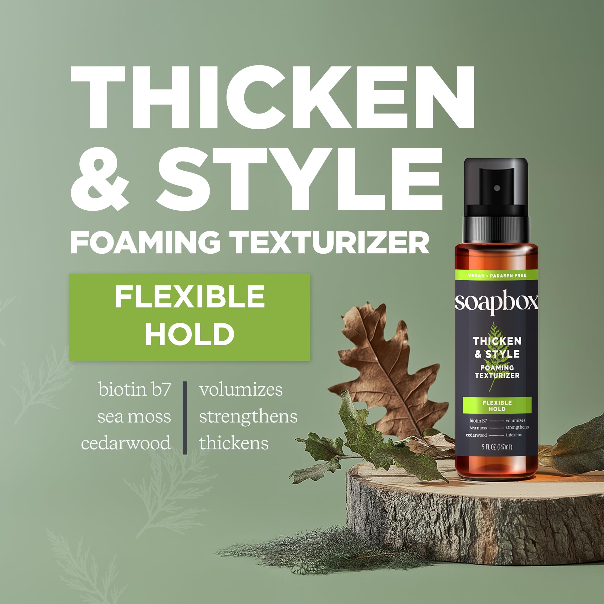 Soapbox Men's Thicken & Style foam on hand shows body and texture