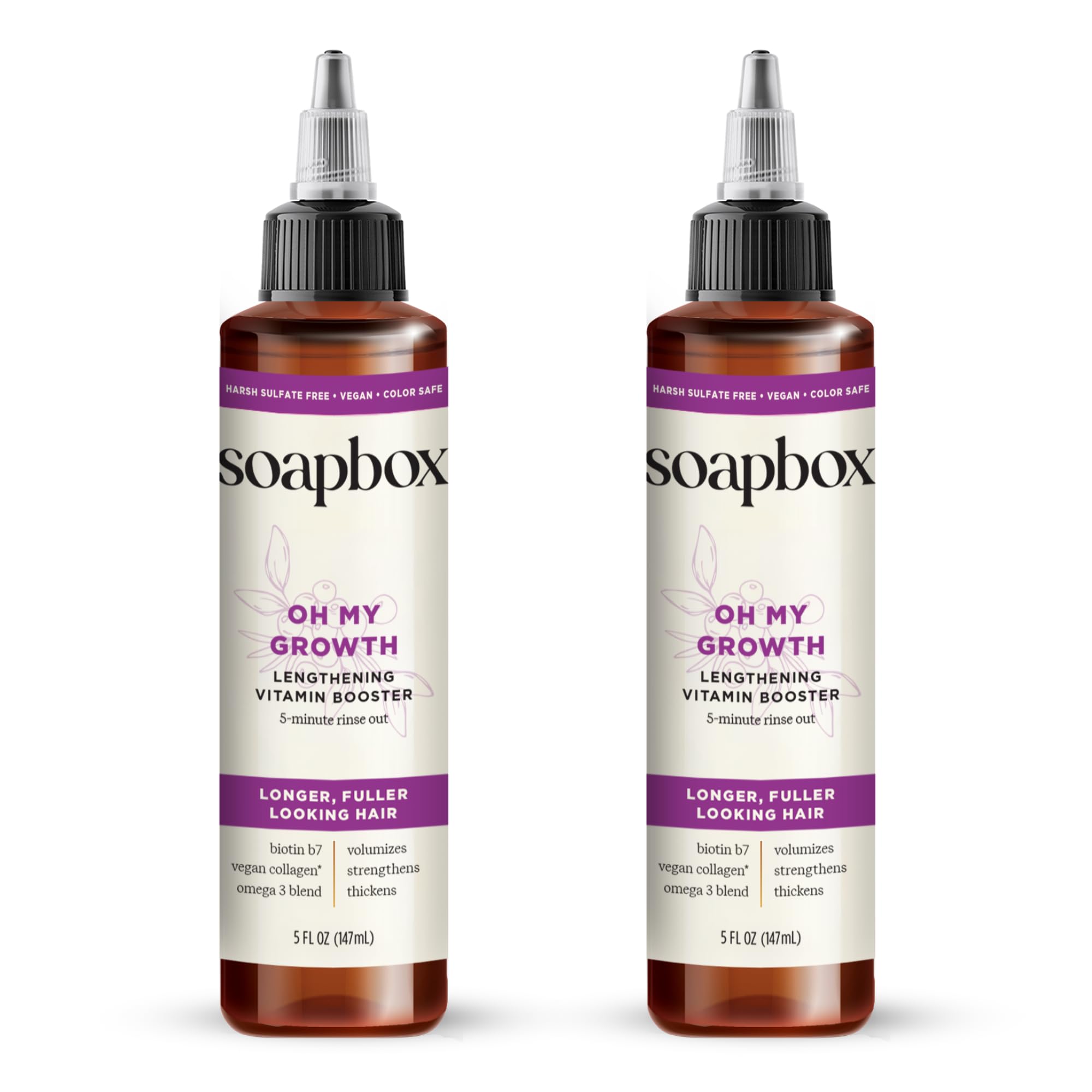 Soapbox Oh My Growth bottle pour promotes easy daily use for longer-looking hair