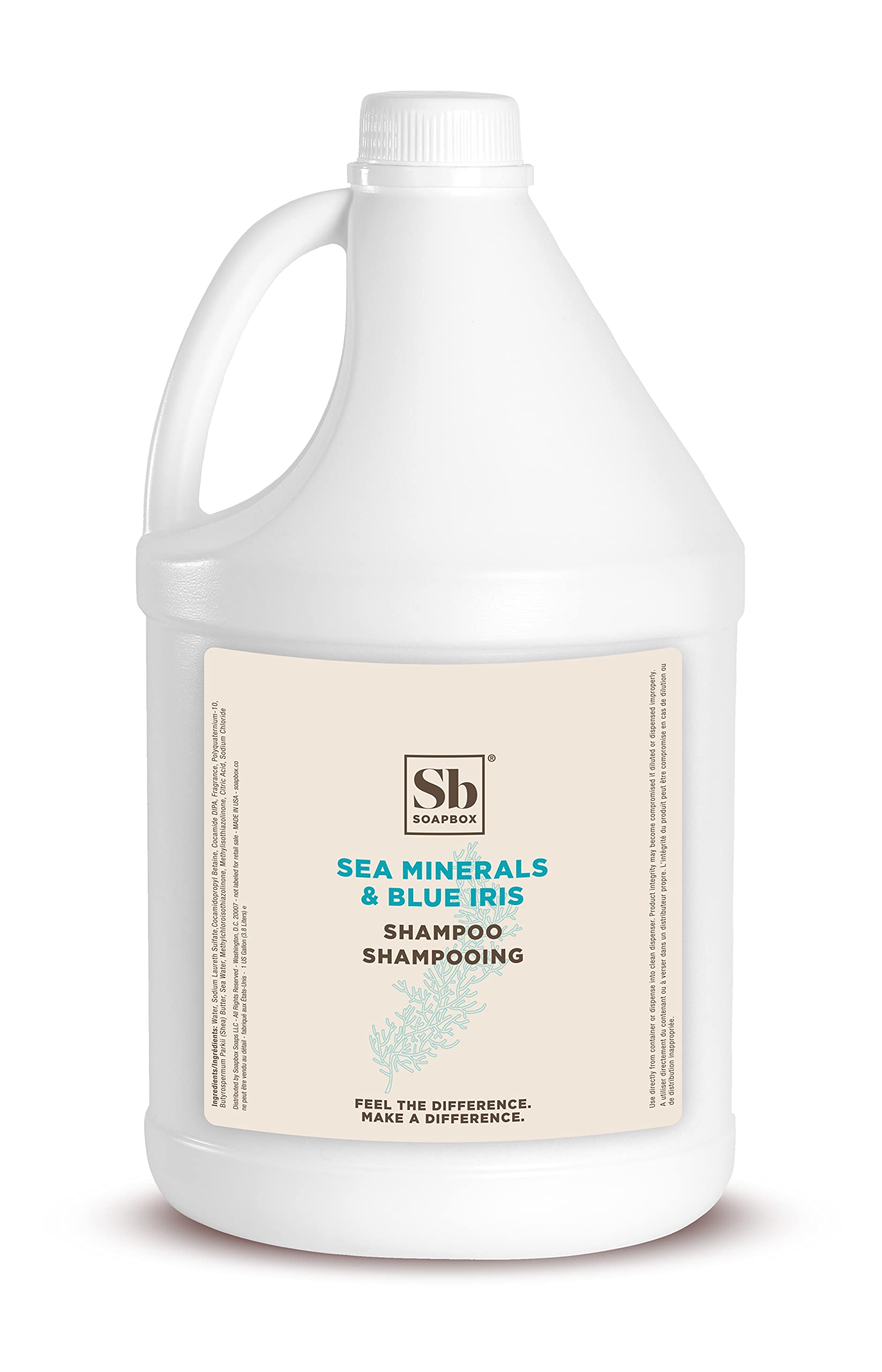 Soapbox Sea Minerals Blue Iris shampoo bottle with ocean-inspired scent for daily refreshing wash
