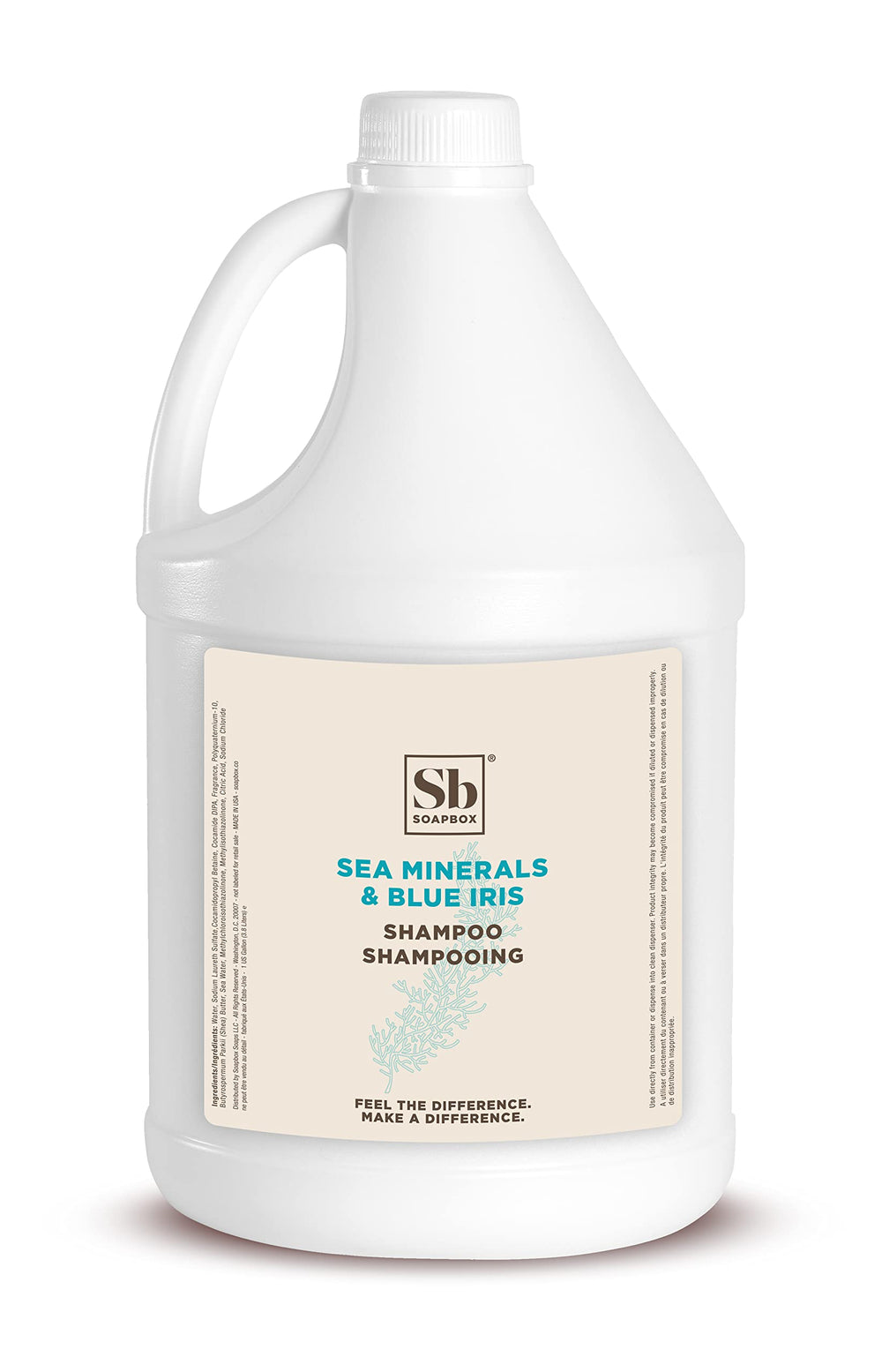 Soapbox Sea Minerals Blue Iris shampoo bottle with ocean-inspired scent for daily refreshing wash