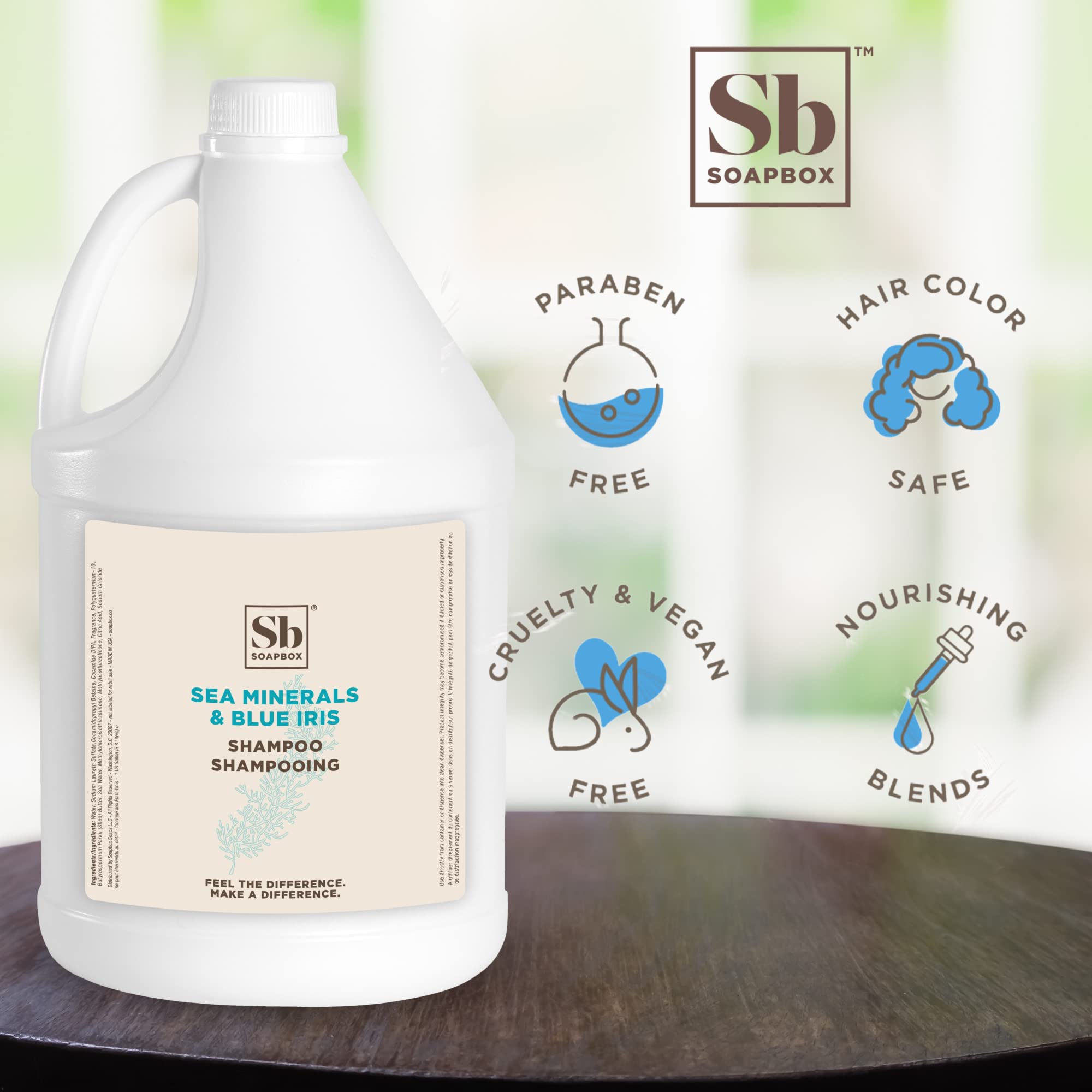 Soapbox Sea Minerals Blue Iris shampoo lather forming rich suds for daily cleansing