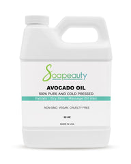 Soapeauty avocado oil bottle foreground for skin and hair nourishment and hydration.