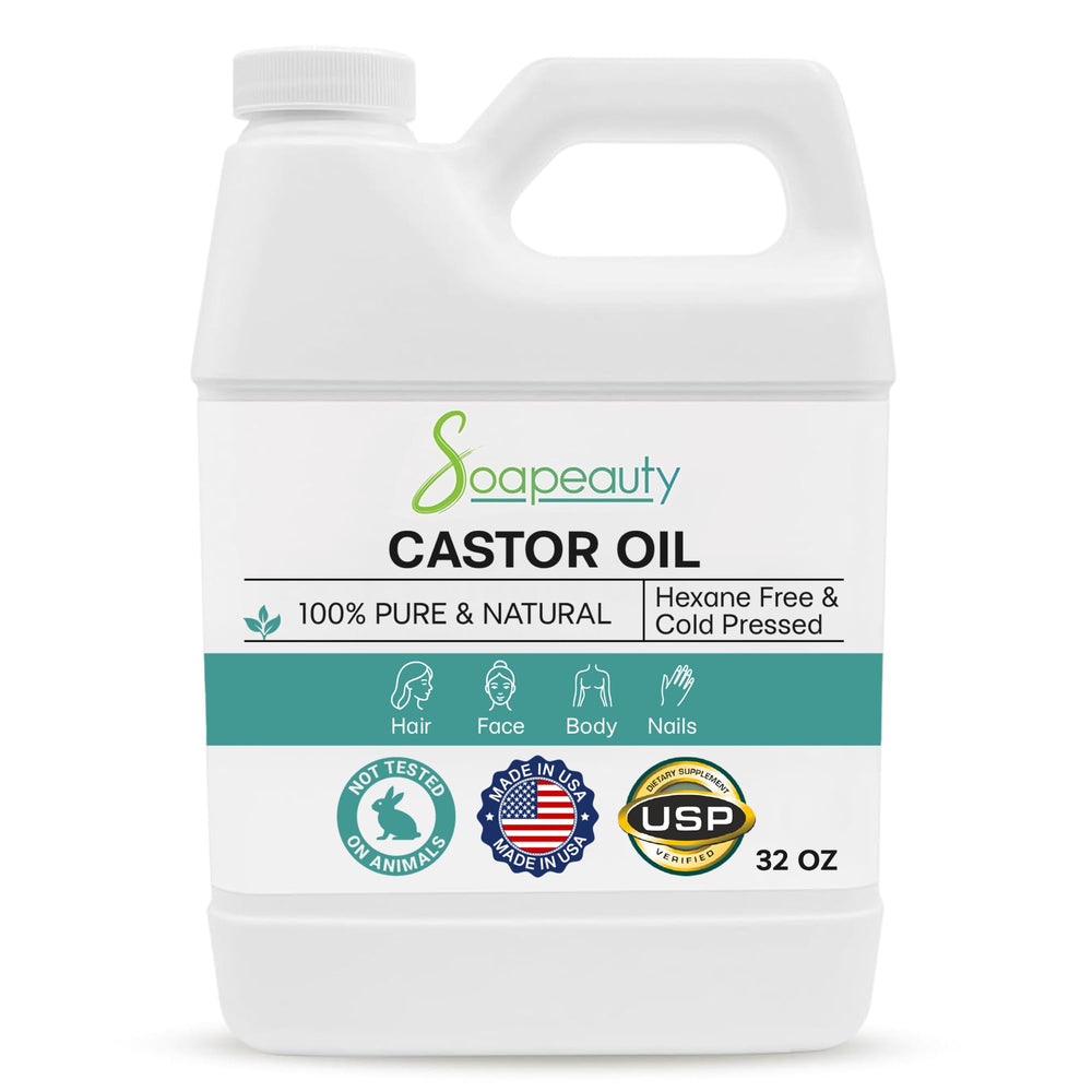 Soapeauty castor oil bottle pour for easy application and skin hydration.