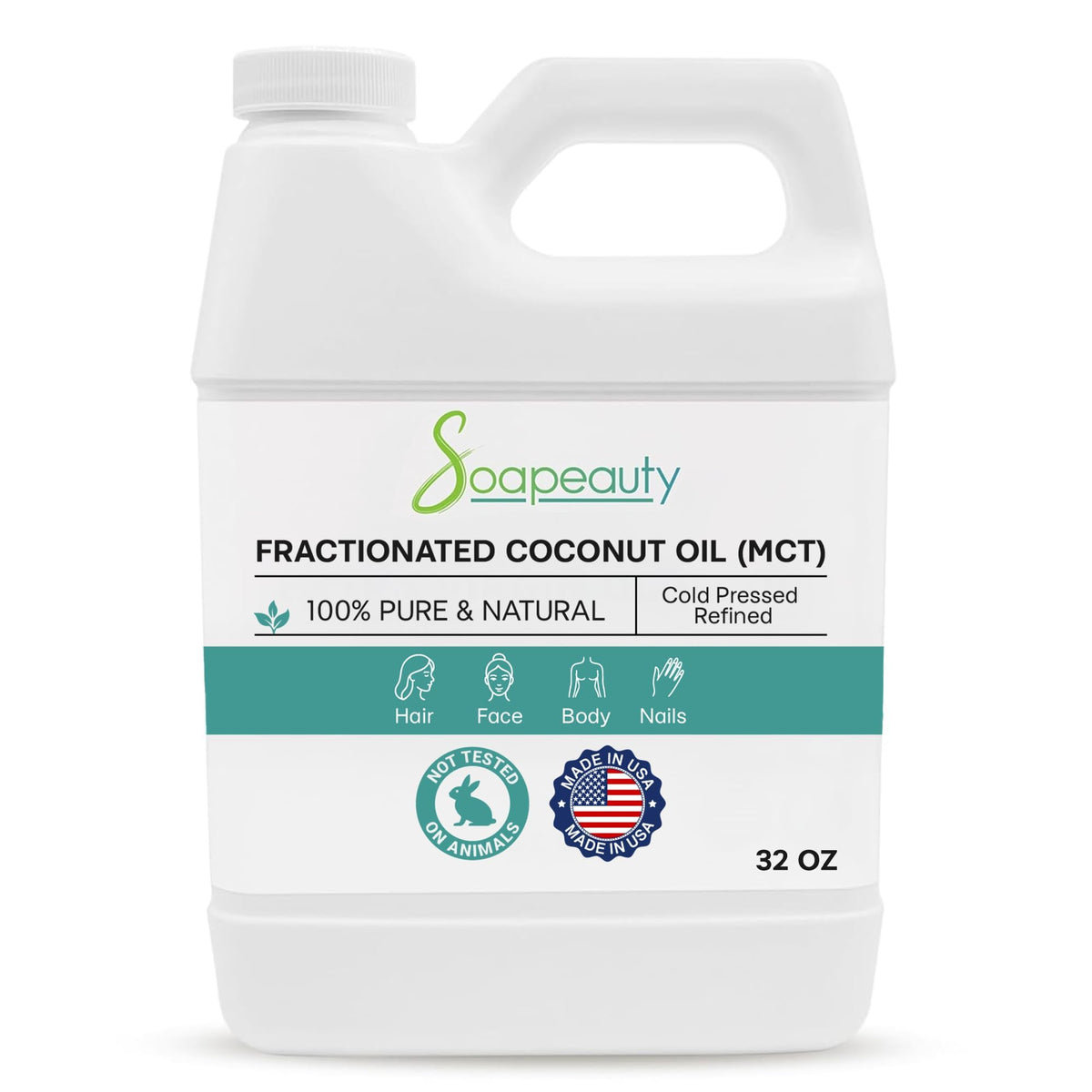 Soapeauty fractionated coconut oil bottle pour for smooth skin and hair hydration