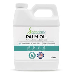 Soapeauty palm oil bottle pour highlights easy measuring for DIY soaps.