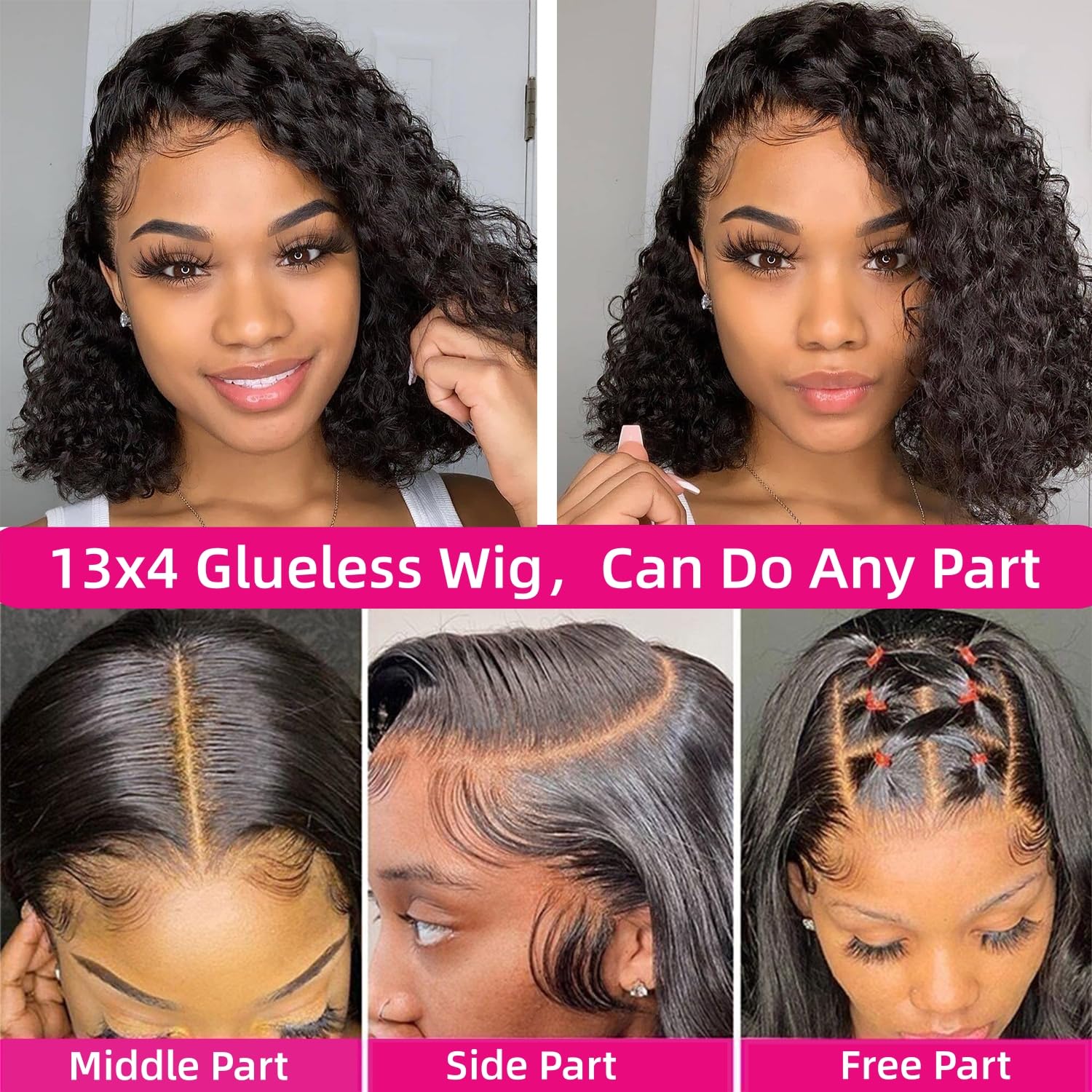SODLIS deep curly Brazilian hair wig 12 inch length for volume.