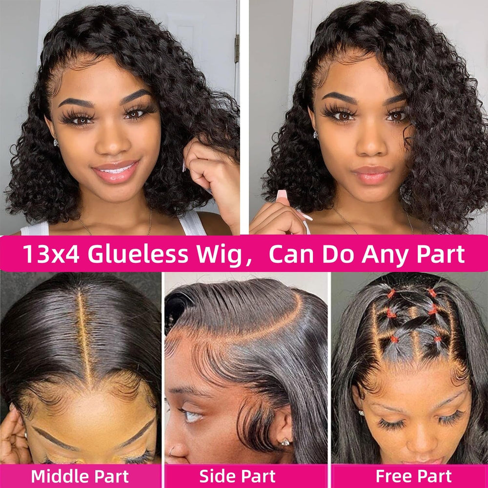 SODLIS deep curly Brazilian hair wig 12 inch length for volume.