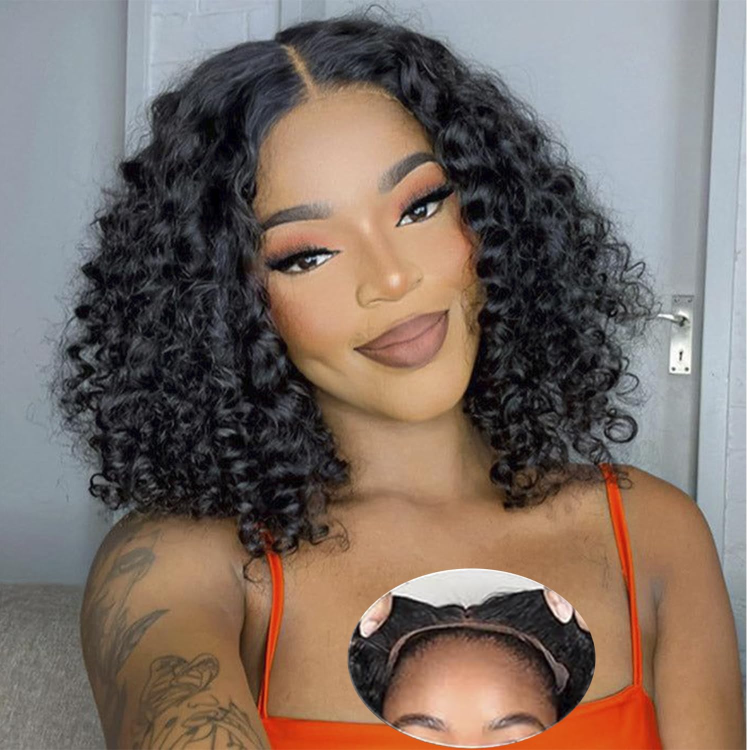 SODLIS Wear and Go glueless bob wig close-up showing deep curly texture for versatile styling.
