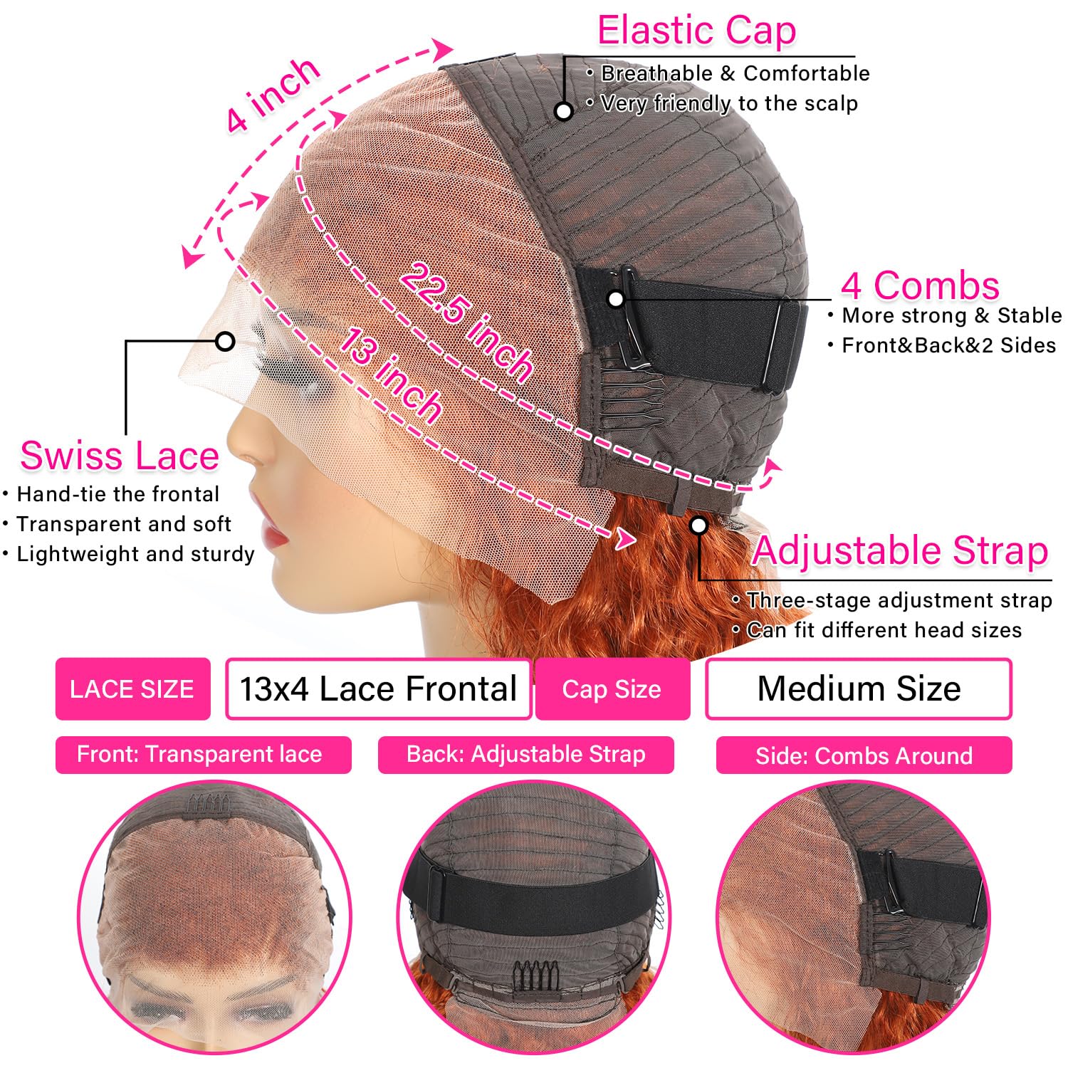 SOEZ pre-plucked hairline ginger wig easy blending with sides.
