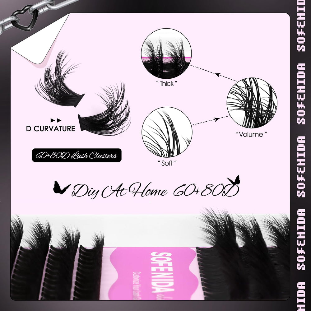 SOFENIDA D-curvature lash clusters add depth and definition.