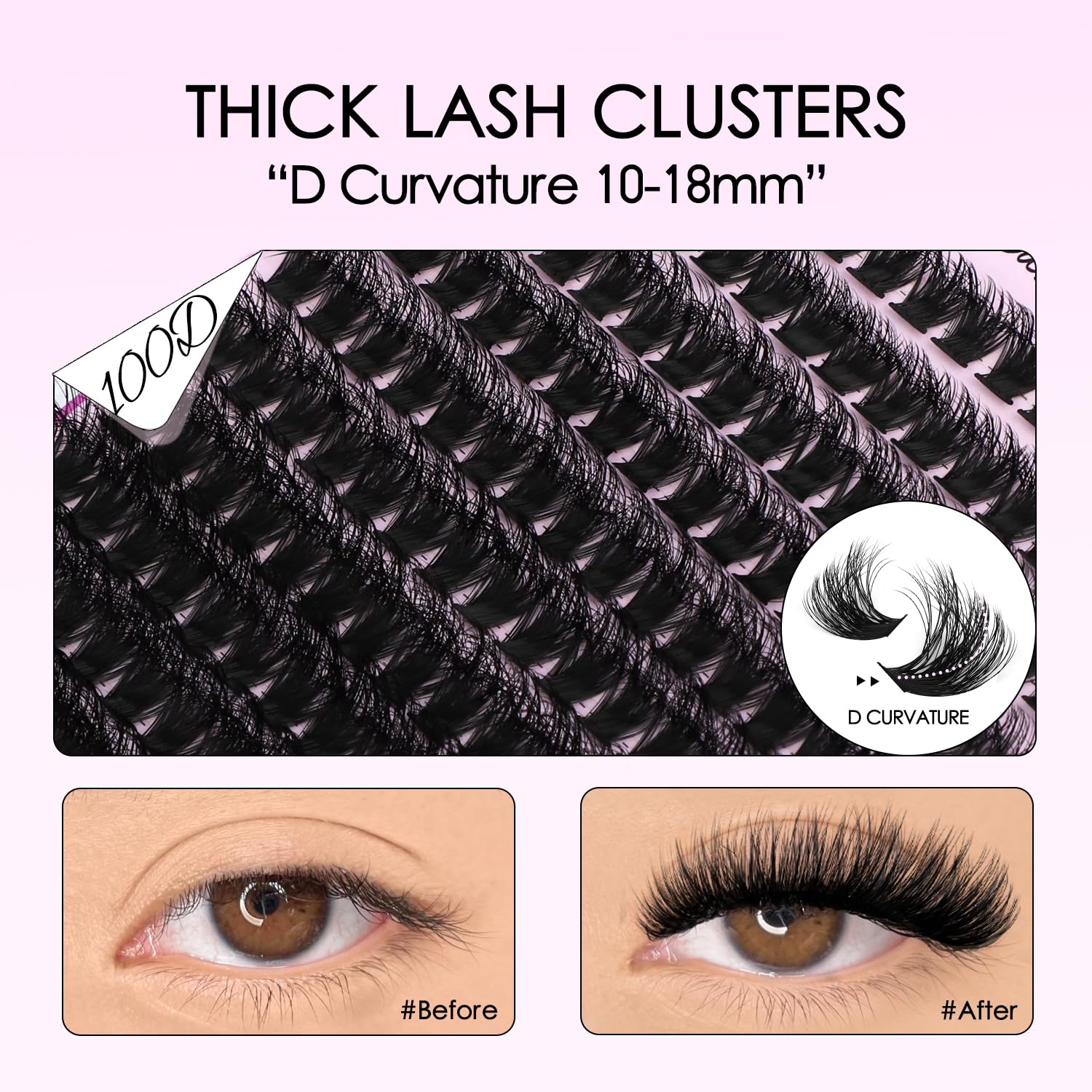SOFENIDA volume lash clusters with D curvature for depth and dimension.