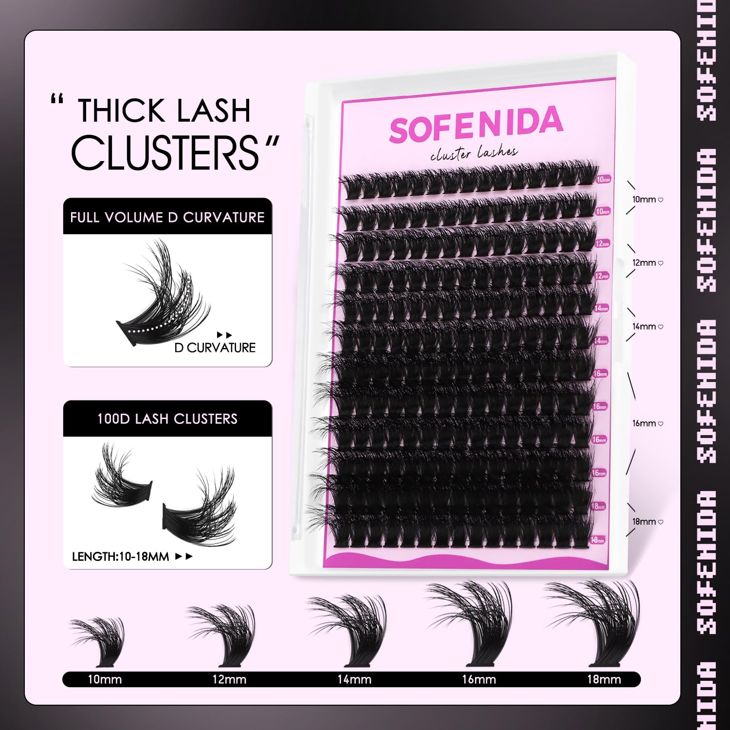 SOFENIDA wispy soft lashes offer a natural 3D volumizing effect.