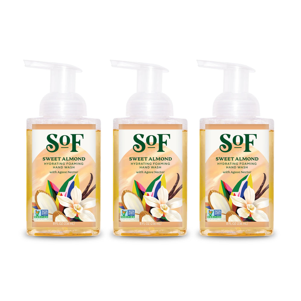 SoF Hydrating Foaming Hand Wash Sweet Almond bottle with rich lather and comforting aroma
