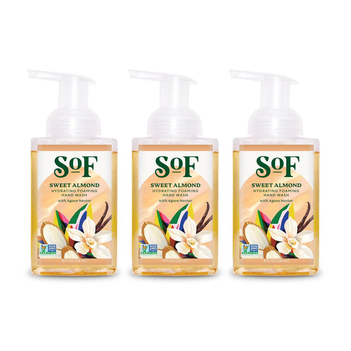 SoF Hydrating Foaming Hand Wash Sweet Almond bottle with rich lather and comforting aroma