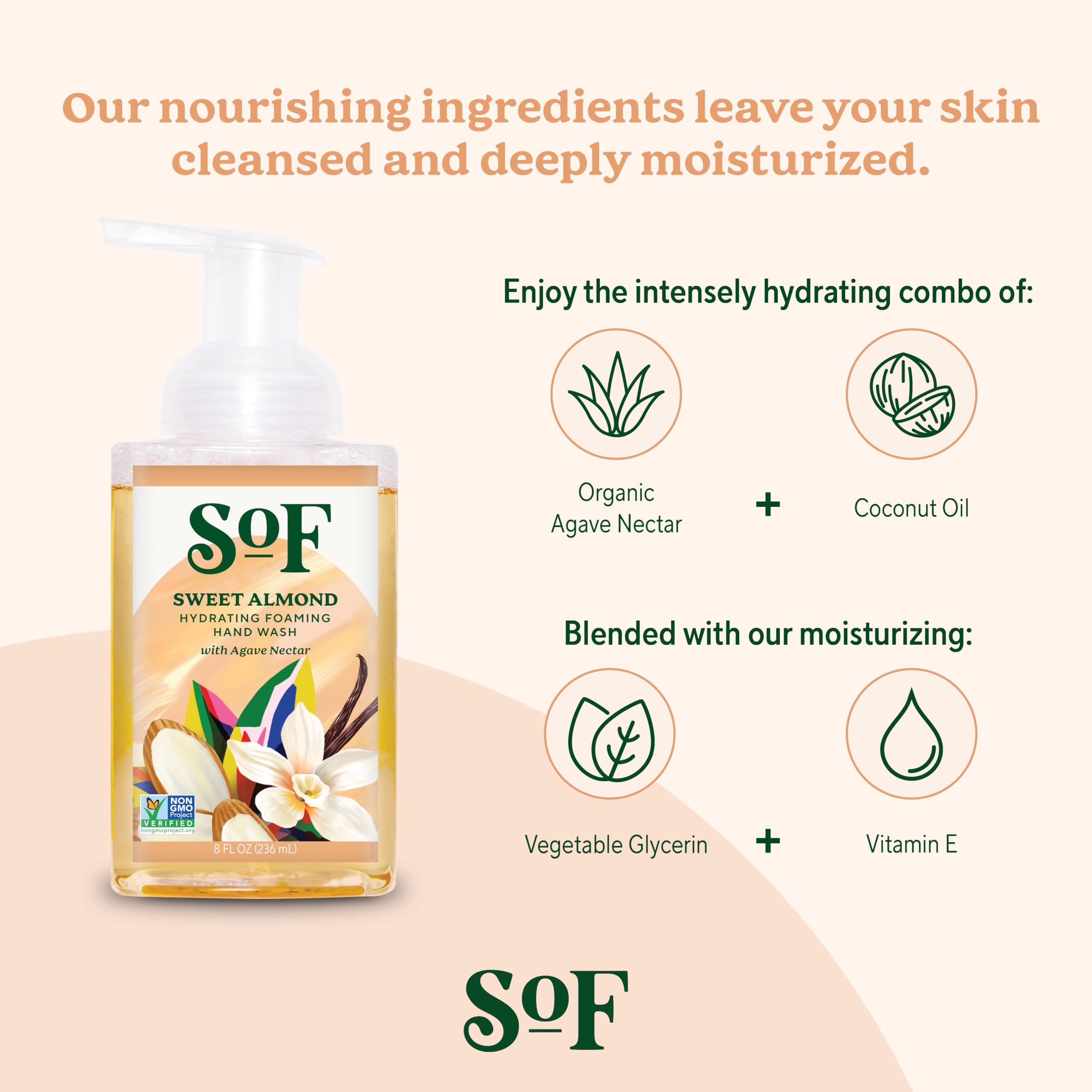 SoF vegan non-GMO phthalate-free formula communicates ethical clean ingredients