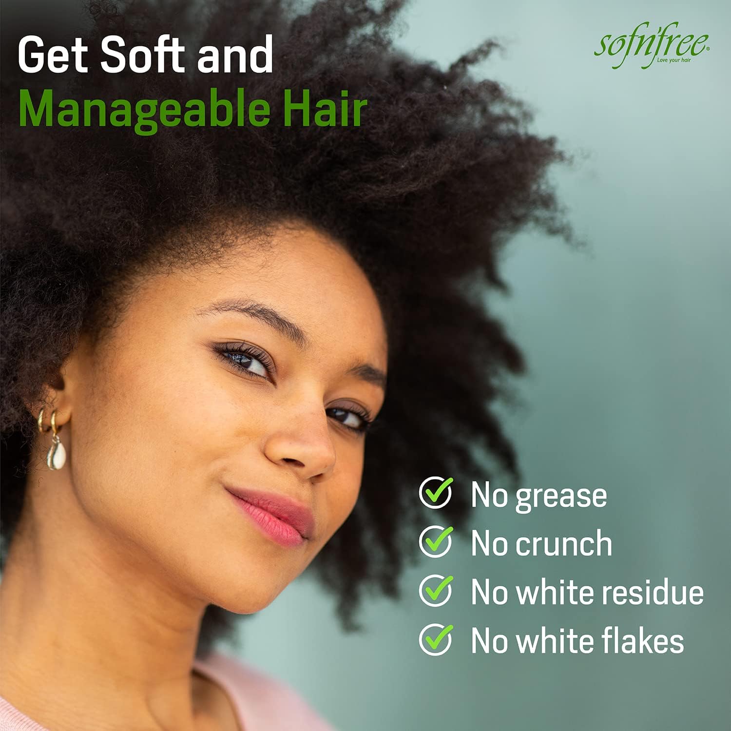 SOF N' FREE apply-on-clean-dry-hair depicts convenient curl definition during routine.