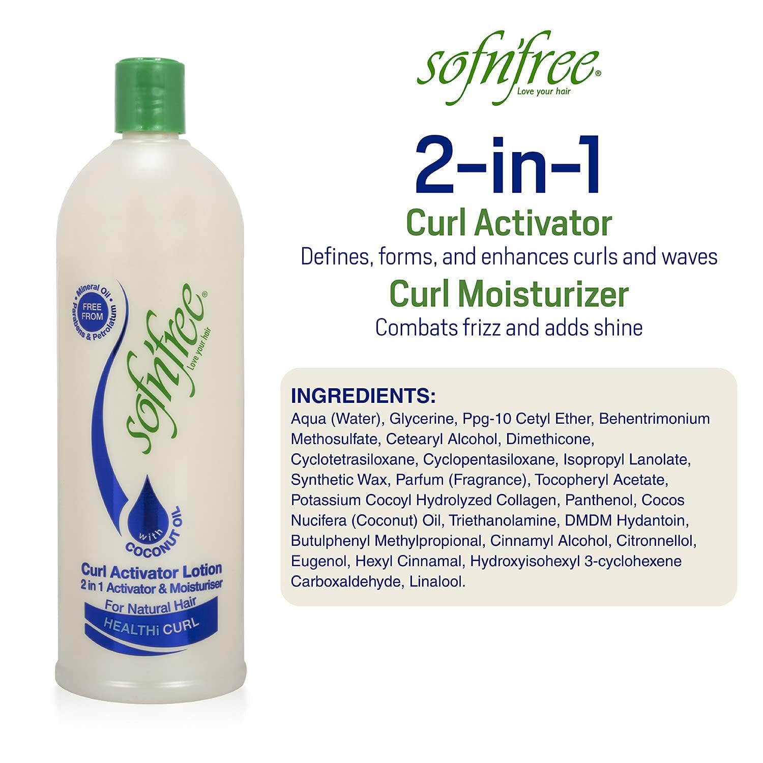 SOF N' FREE soft-curls-bounce-application captures curl definition during styling.