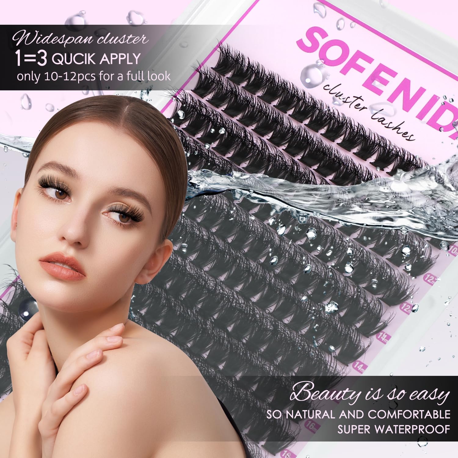 SOFENIDA lash clusters kit 3D-volume look adds dimension without heaviness.