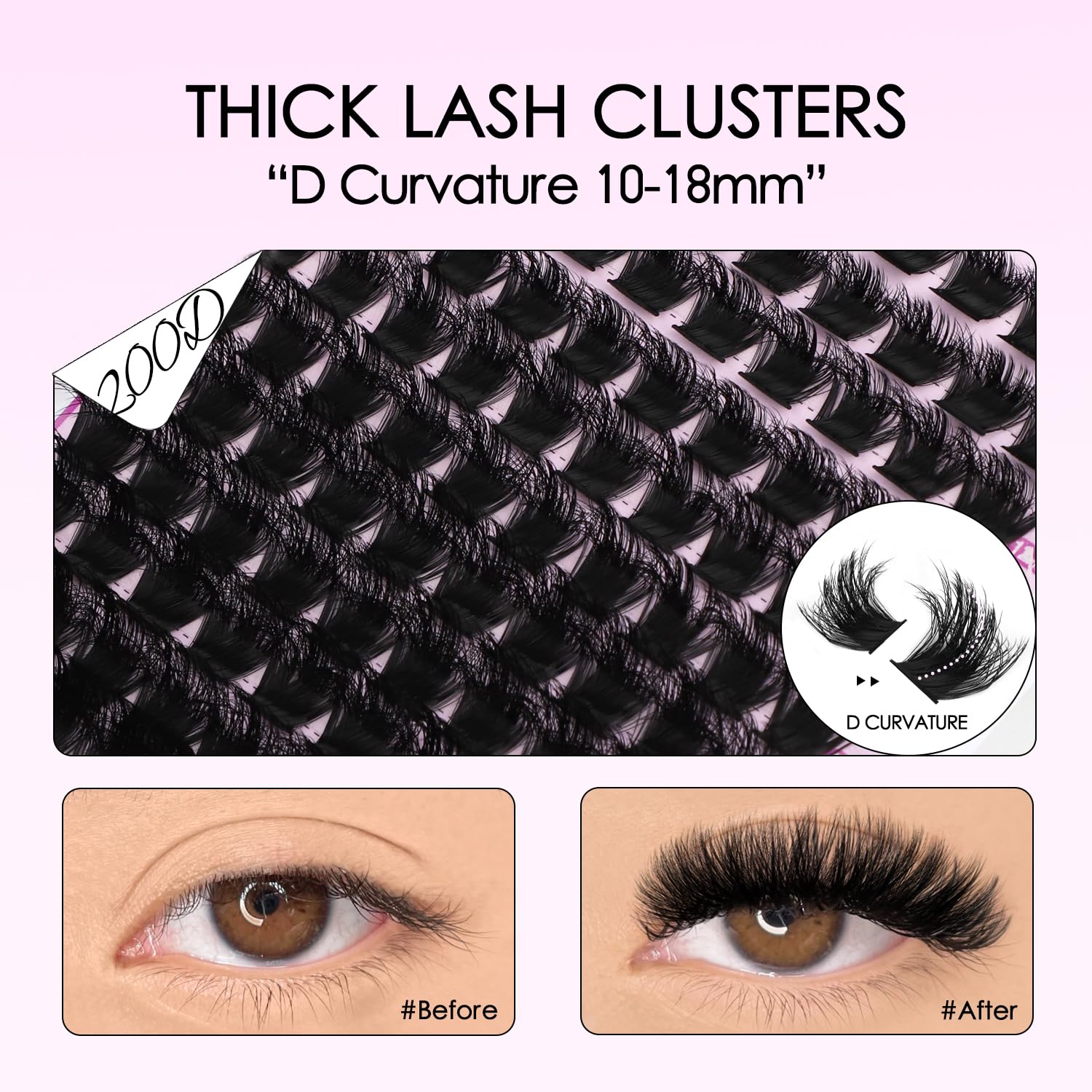 SOFENIDA 200D thick lash clusters offer dense volume with fewer pieces