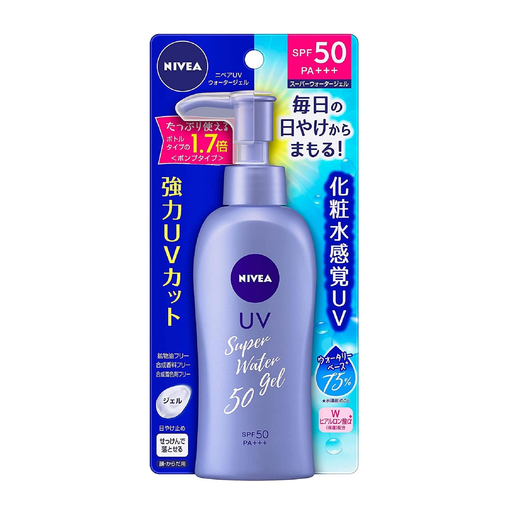 SOFIA BY ODE NIVEA Sun Protect Super Water Gel SPF50 pump-top for easy daily application.